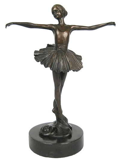 Ballerina Bronze Sculpture On Marble Base